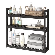 Bathroom Shelf Organizer Rack Adjustable 3-Tier Storage Shelf Wall Mounted St...