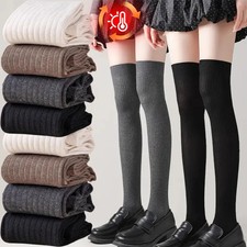 2  Women Thigh High Socks Extra Long Cotton Knit Warm Thick Tall Boot Stocking