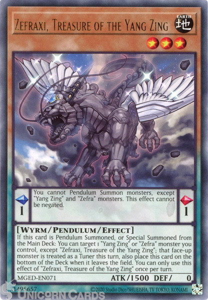 MGED-EN071 Zefraxi, Treasure of the Yang Zing Rare UNL Edition Mint YuGiOh Card