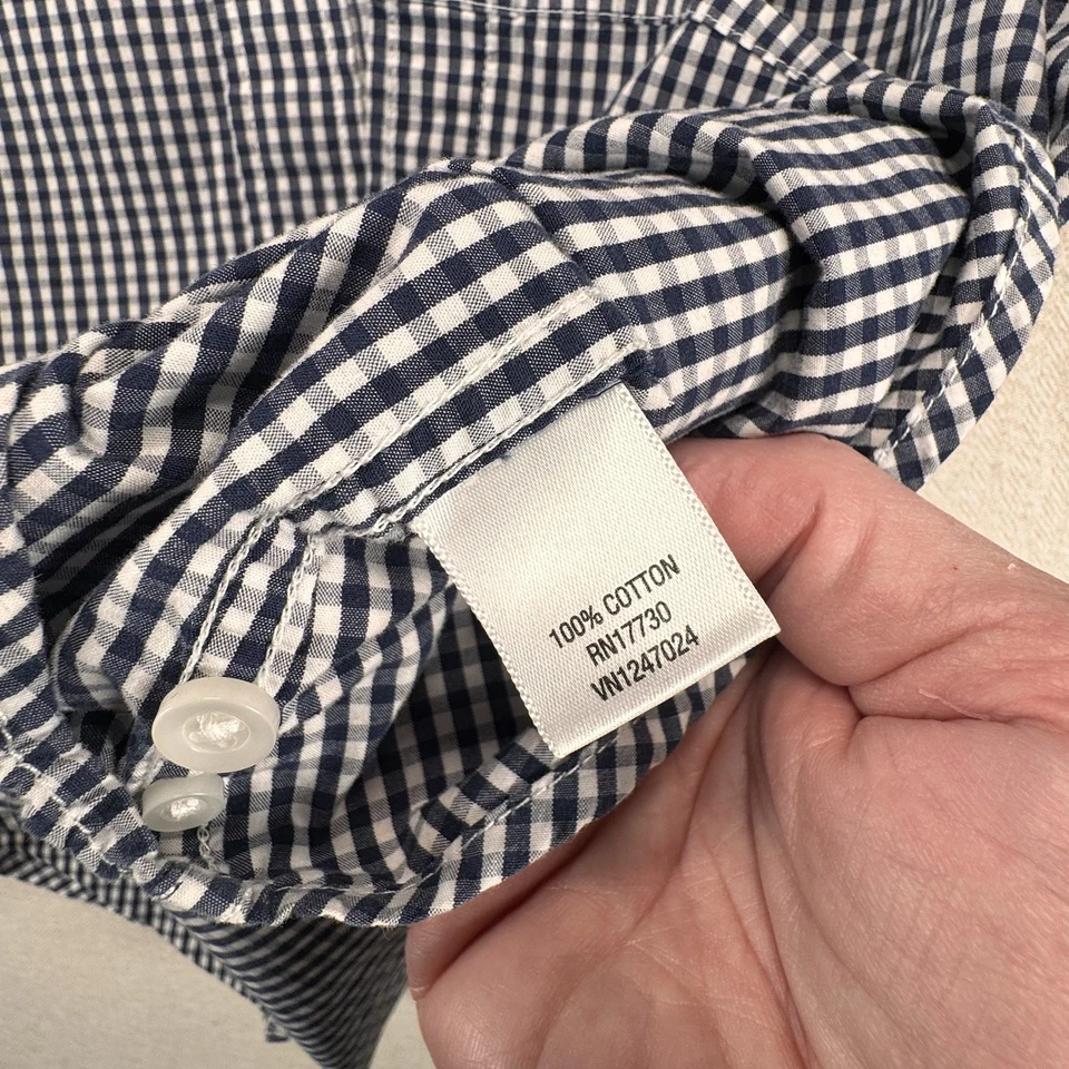 Camisa de algodón para hombre M vestido manga larga informal a cuadros blanco y negro Merona Foto 4 de 4