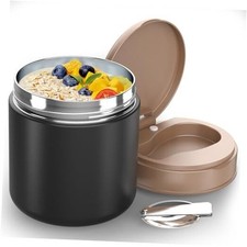 Insulated Food Jar for Kids - 15.2 Oz, Thermo for Hot Food, Soup A-Black