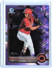 2022 Bowman Sapphire Braylin Minier Purple #BCP-93 SN 25 Cincinnati Reds Card