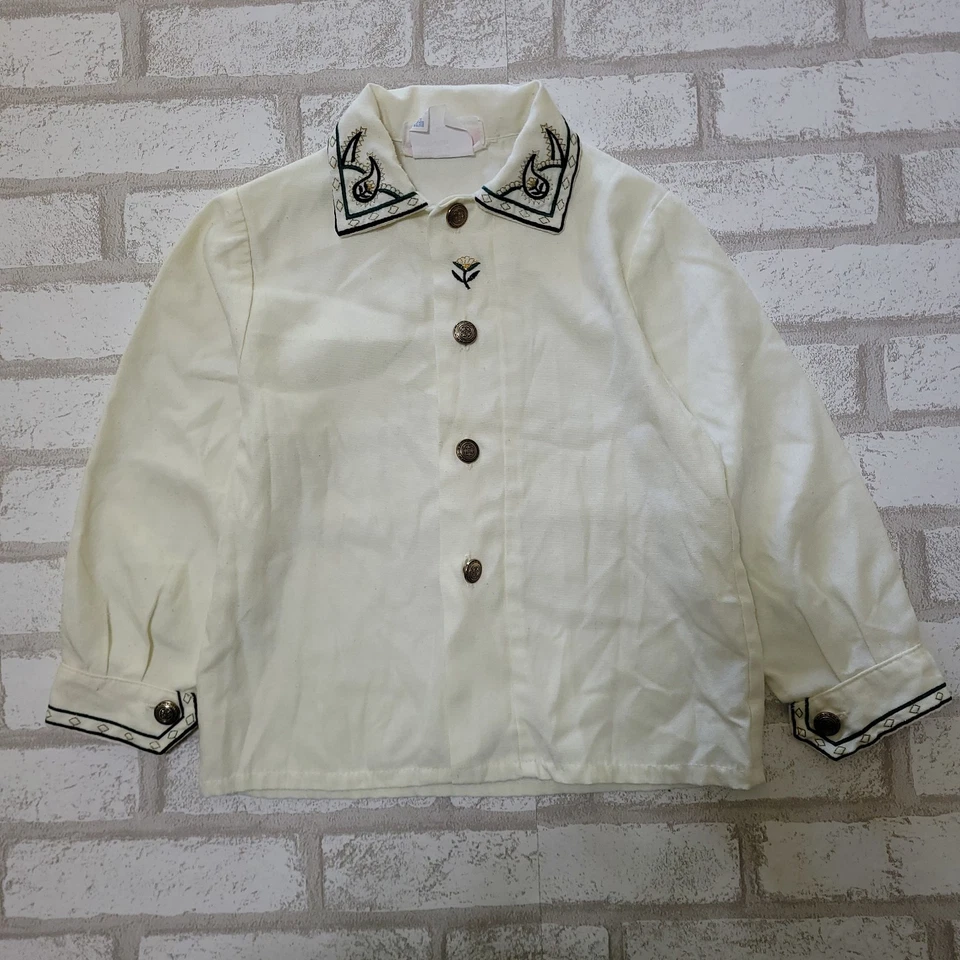 Conjunto de Camisa Vestido Vintage Chez Bambini Veludo Calcinhas Paisley Bordada Meninos 4 - Imagem 3 de 4