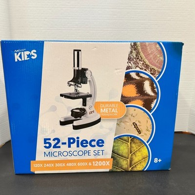 AmScope Kids 52-Piece Microscope Set 1200X Science Kit w/ Case & Slides
