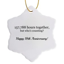 3dRose Happy 18th Anniversary Porcelain Snowflake Ornament 3-Inch