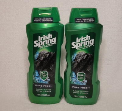 2 Irish Spring Body Wash Gel W/Charcoal Pure Fresh Discontinued 18 fl. oz