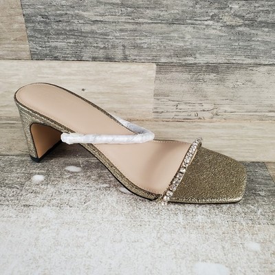 Faryl by Farylrobin Alexandra Women Sandal Sz 8 Gold Open Toe Block Heel Slip On