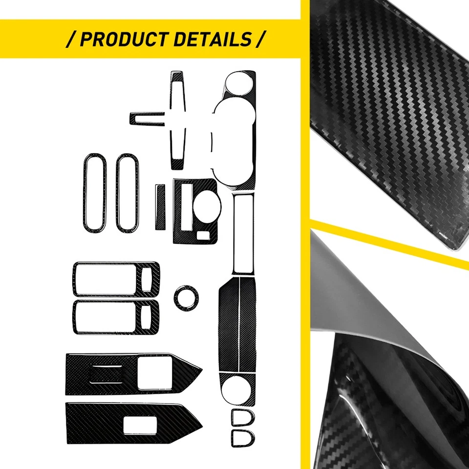 Juego de superposición de cubierta central delantera interior de fibra de carbono para Ford Mustang 2009-2013 Foto 3 de 4