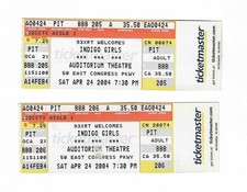 Indigo Girls Unused Concert Tickets from April 24, 2004