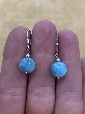 Vintage MCGI Sterling Silver 925 Designer Signed Larimar Dangle Earrings