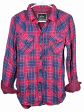 Rails Kendra Double Layer Flannel Shirt XS Red Blue Plaid Button Down Tencel