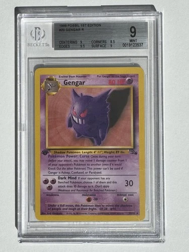 1999 Pokemon Fossil 1st Edition #020 Gengar BGS 9