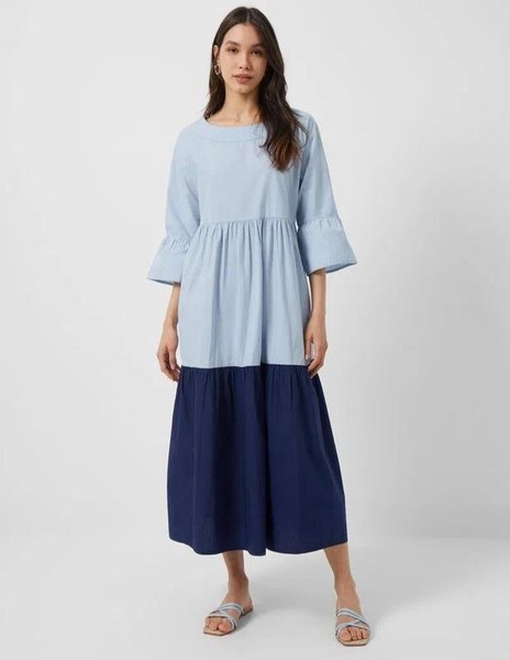 Women French Connection Dress Blue Cotton 40
