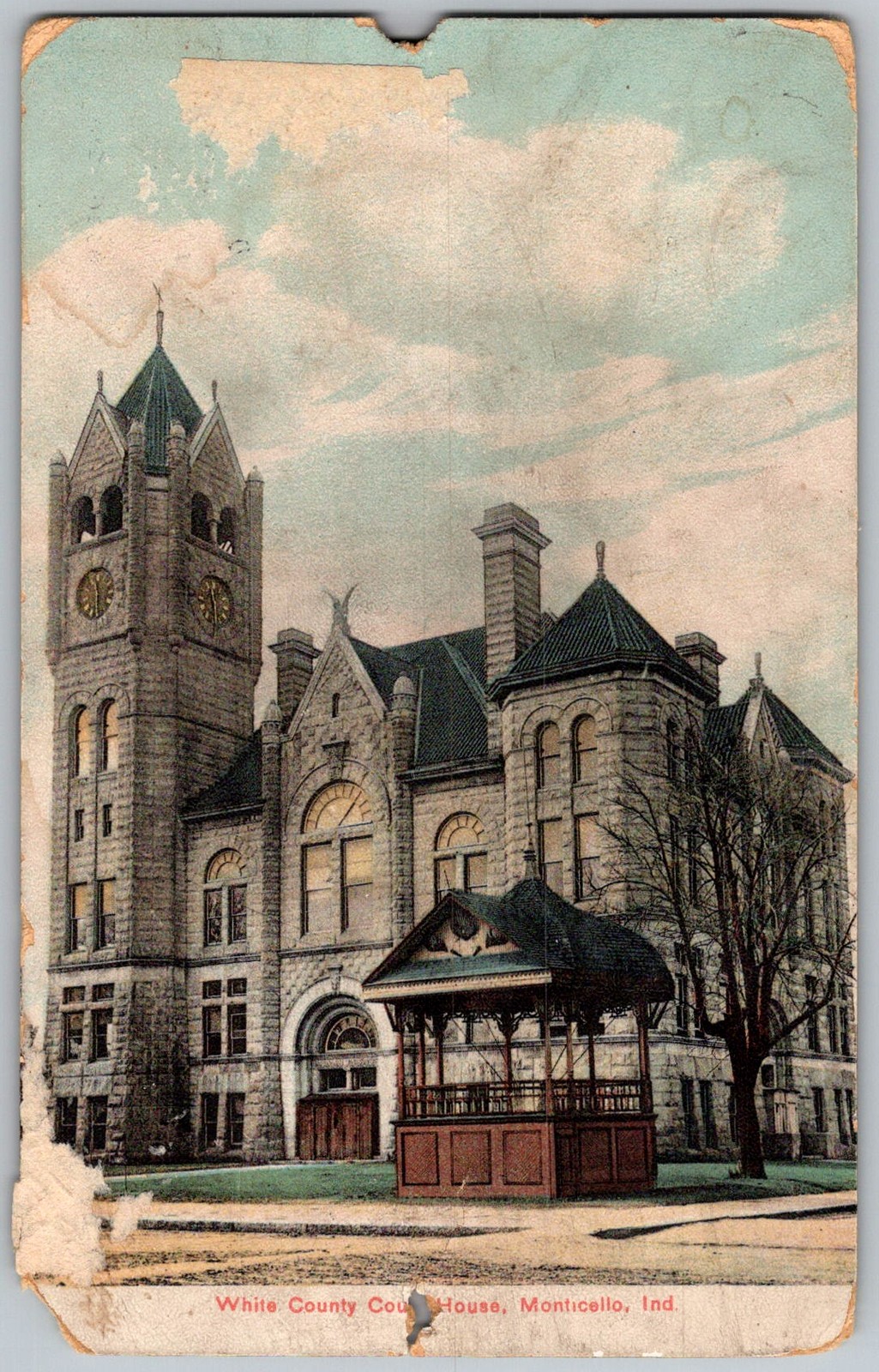 Antique Postcard White County Court House Monticello, 1900s