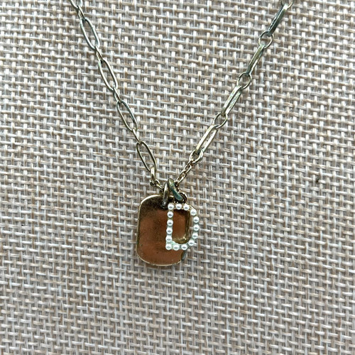 Lonna & Lilly Gold-Tone Mother Of Pearls Initial "D" Charm Pendant Necklace