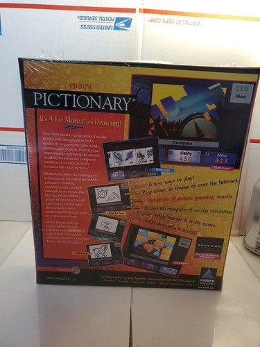 Pictionary PC Windows 95 CD-ROM Hasbro Word Trivia Game BIG BOX New Sealed - A2 - Picture 2 of 2