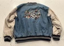 Vtg 1999 Looney Tunes Heavy Denim Jean Jacket Warner Bros Medium Buggs Disney