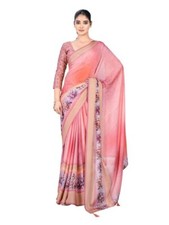 Women's Pure Crepe Digital Printed Saree With Unstitched Blouse Piece