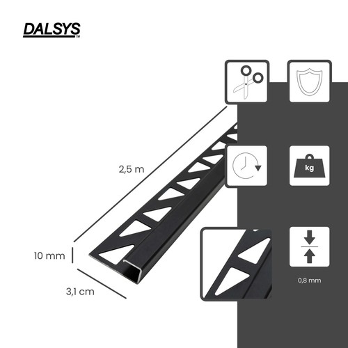 250cm Fliesenschiene Aluminium (eloxiert) 10mm Eckprofil Alu Quadratprofil - Bild 2 von 7