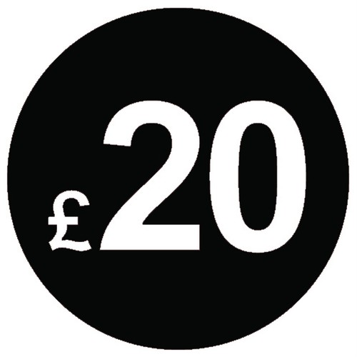 20mm Black Shop Price Point Stickers / Sticky / Swing Tag Labels £10 to £95 POS - Picture 17 of 40