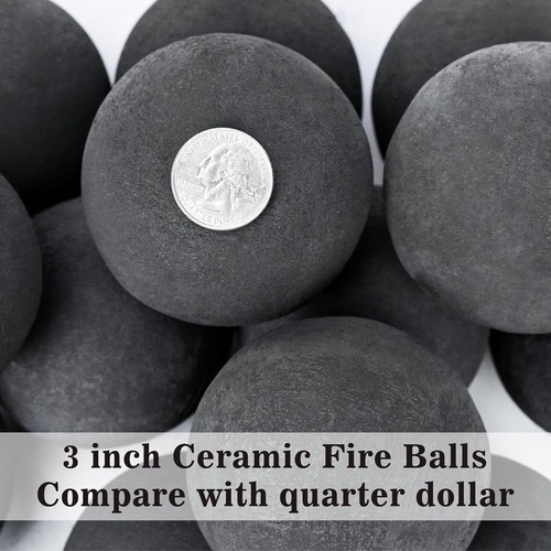 Black Round Ceramic Fire Balls for Fire Pit, Tempered Fire Stones for Natural - Picture 7 of 11