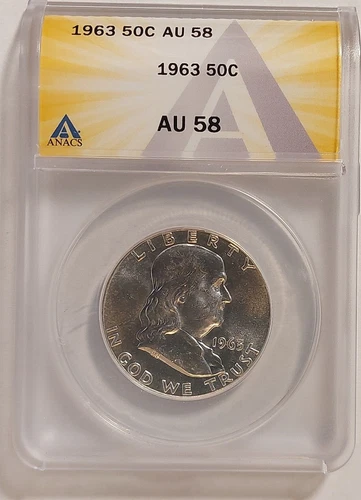 1963-P Franklin Silver Half Dollar Coin ANACS AU58 -0411-11