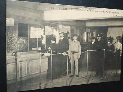 75-PARIS''. SCHALTER EINES UNTERIRDISCHEN BAHNHOFS DES METROPOLITANS.Um 1910 C.P.A.