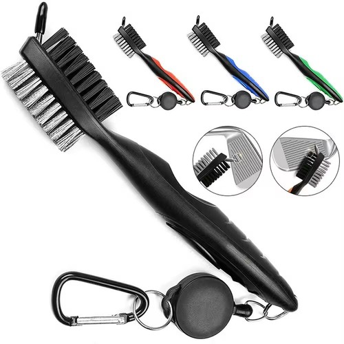 Double Sided Golf Club Brush Tool Kit Groove Cleaner Cleaning Tool Retractable - Picture 10 of 18