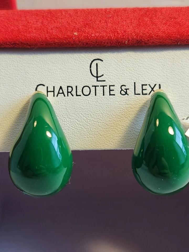 Pendientes Charlotte & Lexi Waterdrop esmalte verde nuevos Foto 4 de 4