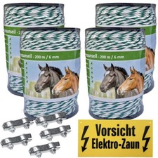 Weidezaunseil 800m 6mm 6Niro+5 Verbinder+Warnschild weiss-gr&uuml;n,Material Monofil
