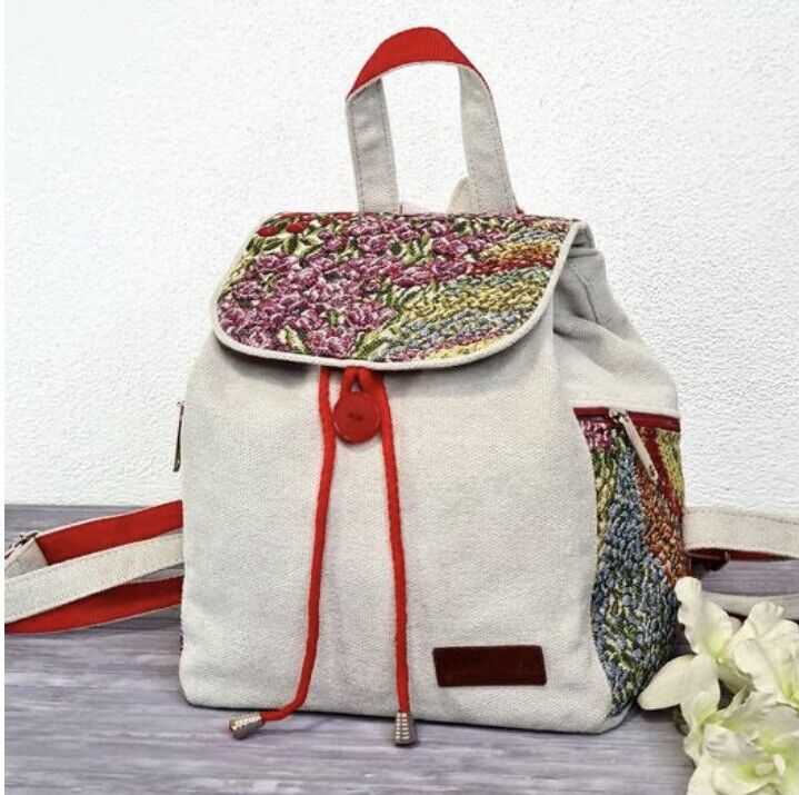Backpack textile fabric stitch embroidery hippie fashion bag vintage style
