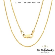 0.7MM 14K SOLID YELLOW GOLD ITALIAN SNAKE CHAIN NECKLACE LOBSTER CLASP 18"-22"