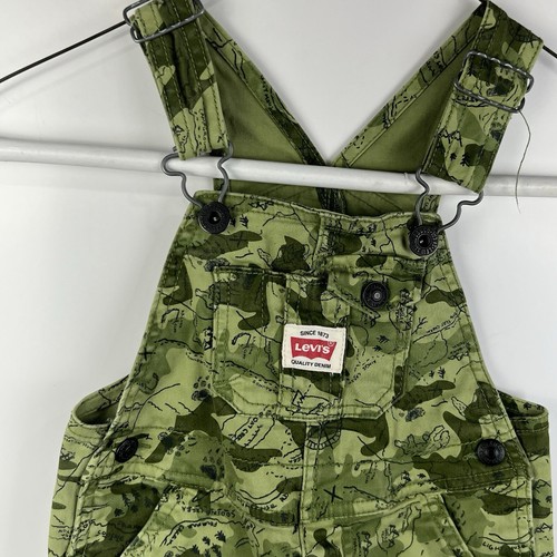 Tute in denim mimetico Levi's per bambini neonato bavaglini chiusura a scatto inserto 24M. - Foto 3 di 11