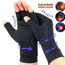 Copper Compression Arthritis Gloves Men Women Half Finger Pain Relief Gloves