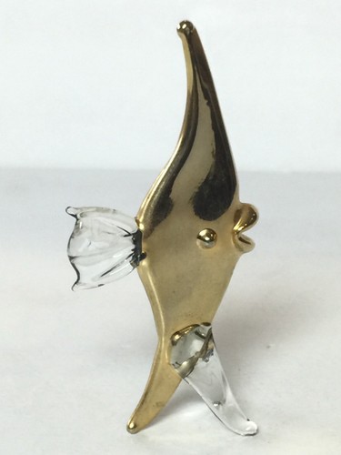 Unique Vintage Glass Swordfish Ring Holder With Gold Plating - Picture 3 of 9