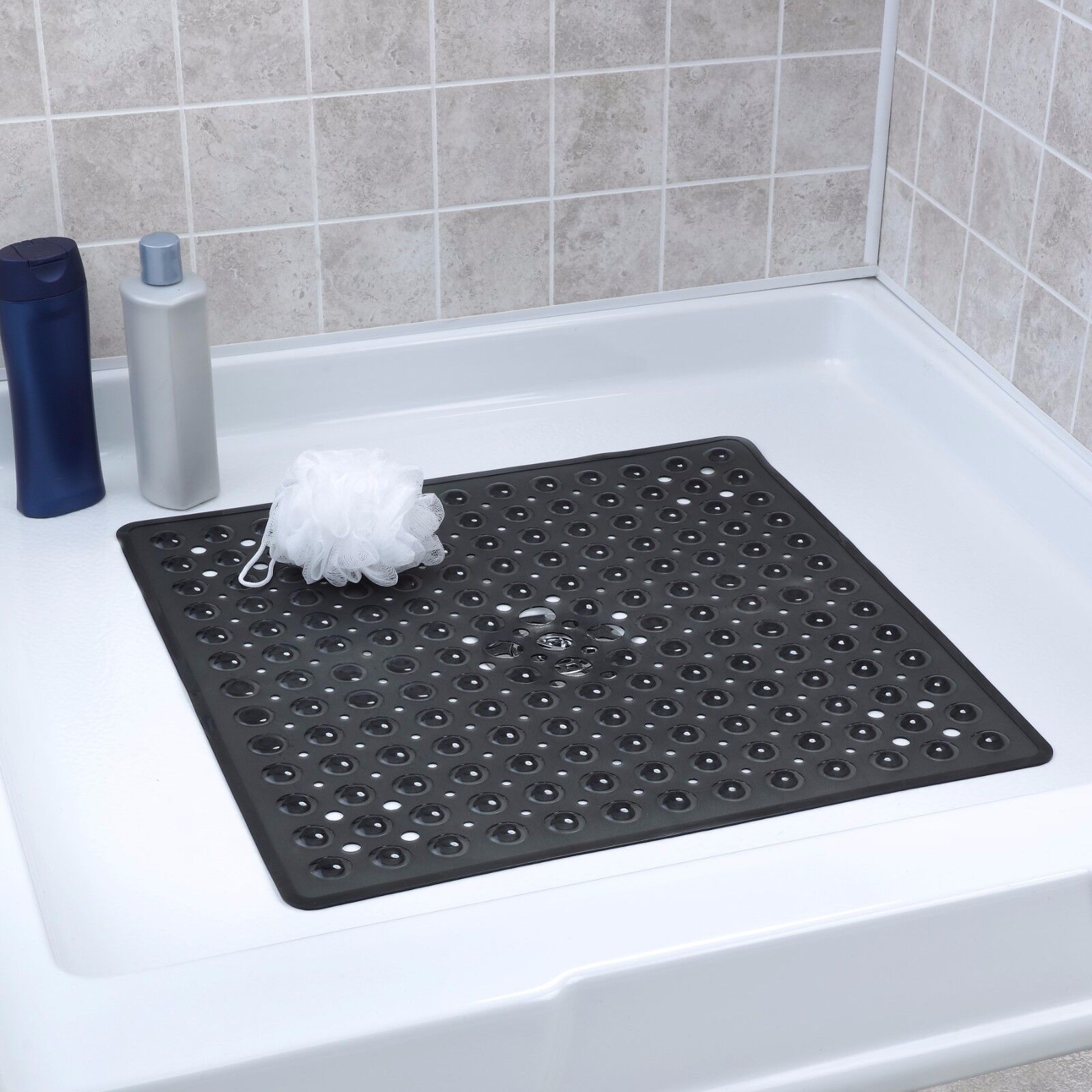 Vive Shower Mat - 22 by 22 Square Non Slip Large Bath Mat for