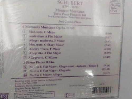 Moments Musicaux / Allegretto by Schubert / Jeno, Piano. CD 1989. Naxos 8.550259 - Picture 3 of 6