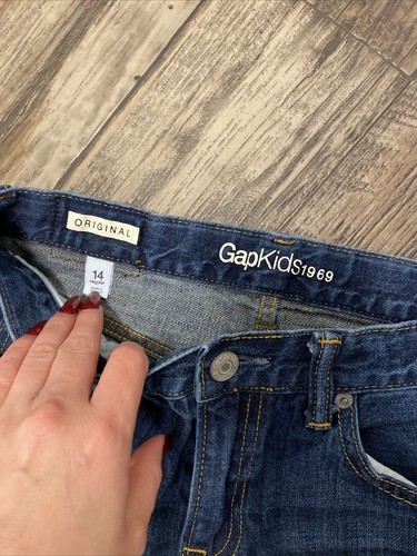 GapKids 1969 Boys Original Adjustable Waist Straight Leg Denim Jeans Size 14 - Picture 2 of 5