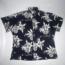Vintage 90s RJC Hawaiian Navy Shirt Pineapple & Floral Men's 2XL XXL Made In USA