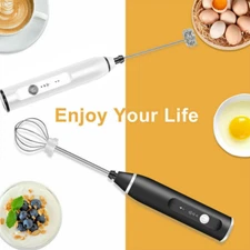 Rechargeable Electric Milk Frother Handheld Double Whisk Foam Maker Coffee Egg