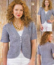 CHAMBRAY JACKET SWEATER 6 SIZES WOMEN'S CROCHET PATTERN INSTRUCTIONS