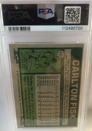 1977 Topps Carlton Fisk #640 PSA 4 VG-EX - Picture 3 of 4