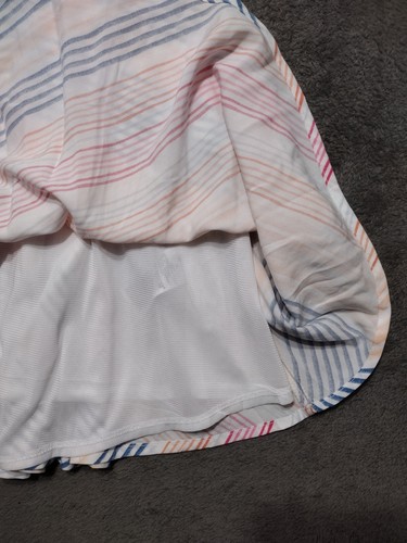Nuevo Vestido Antiguo Azul Marino Para Mujer XS Arco Iris Rayas Correa de Espagueti Acampanado Nailon - Imagen 10 de 14