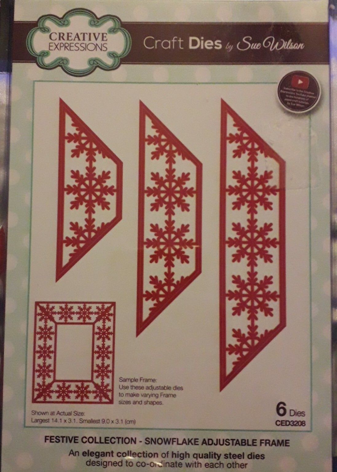 CREATIVE EXPRESSIONS - SNOWFLAKE ADJUSTABLE FRAME 6 DIES. FESTIVE COLLECTION.