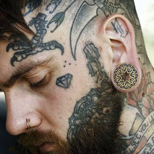Oreja Plugs Túnel Oro Patrón Estrella Mandala Ohrtunnel Ohrplug Flesh Tunnel - Imagen 3 de 3