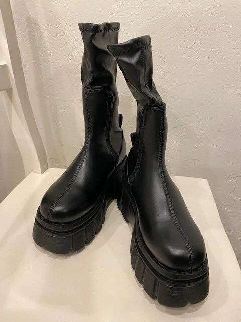 Botas de plataforma negras de media pantorrilla para mujer talla 9 Foto 2 de 4