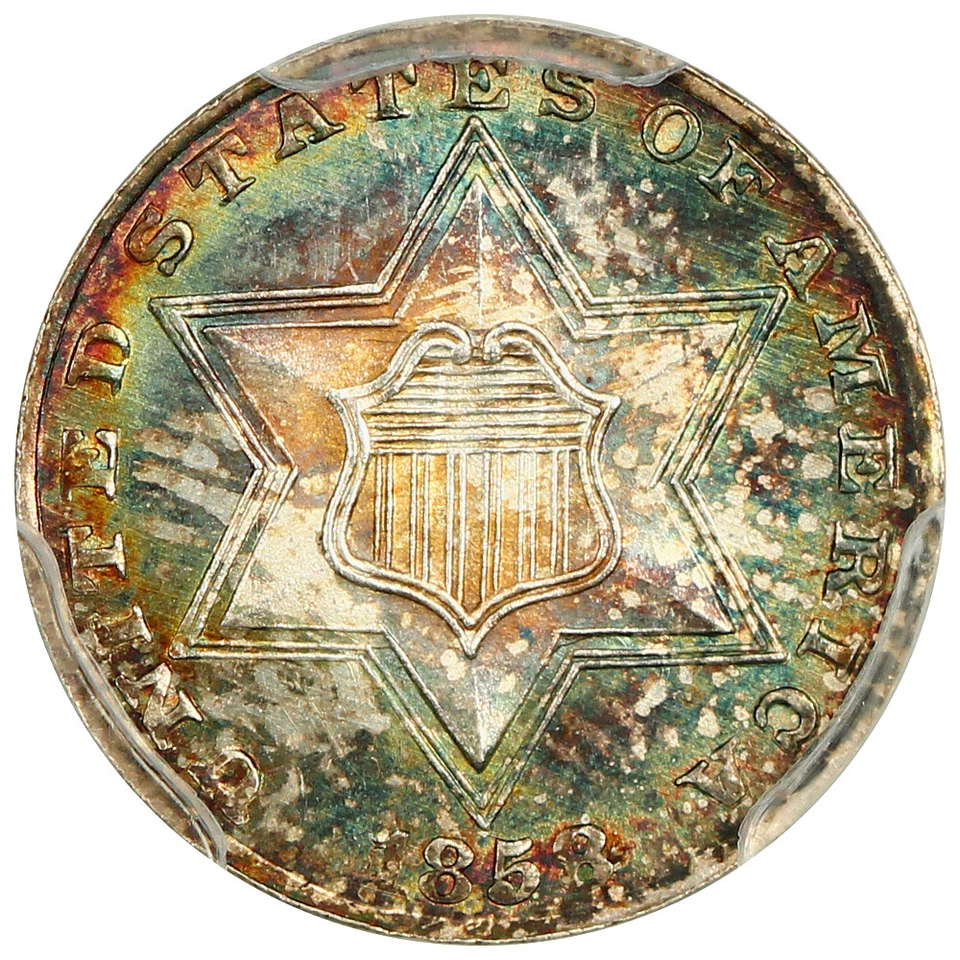 1858 3CS PCGS MS67 ex: D.L. Hansen - Image 3 of 4