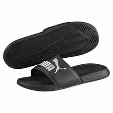 puma slides black and white