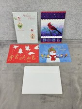 Lot of 4 Holiday Greeting Cards with Envelopes Christmas Peace Snowman Cardinal