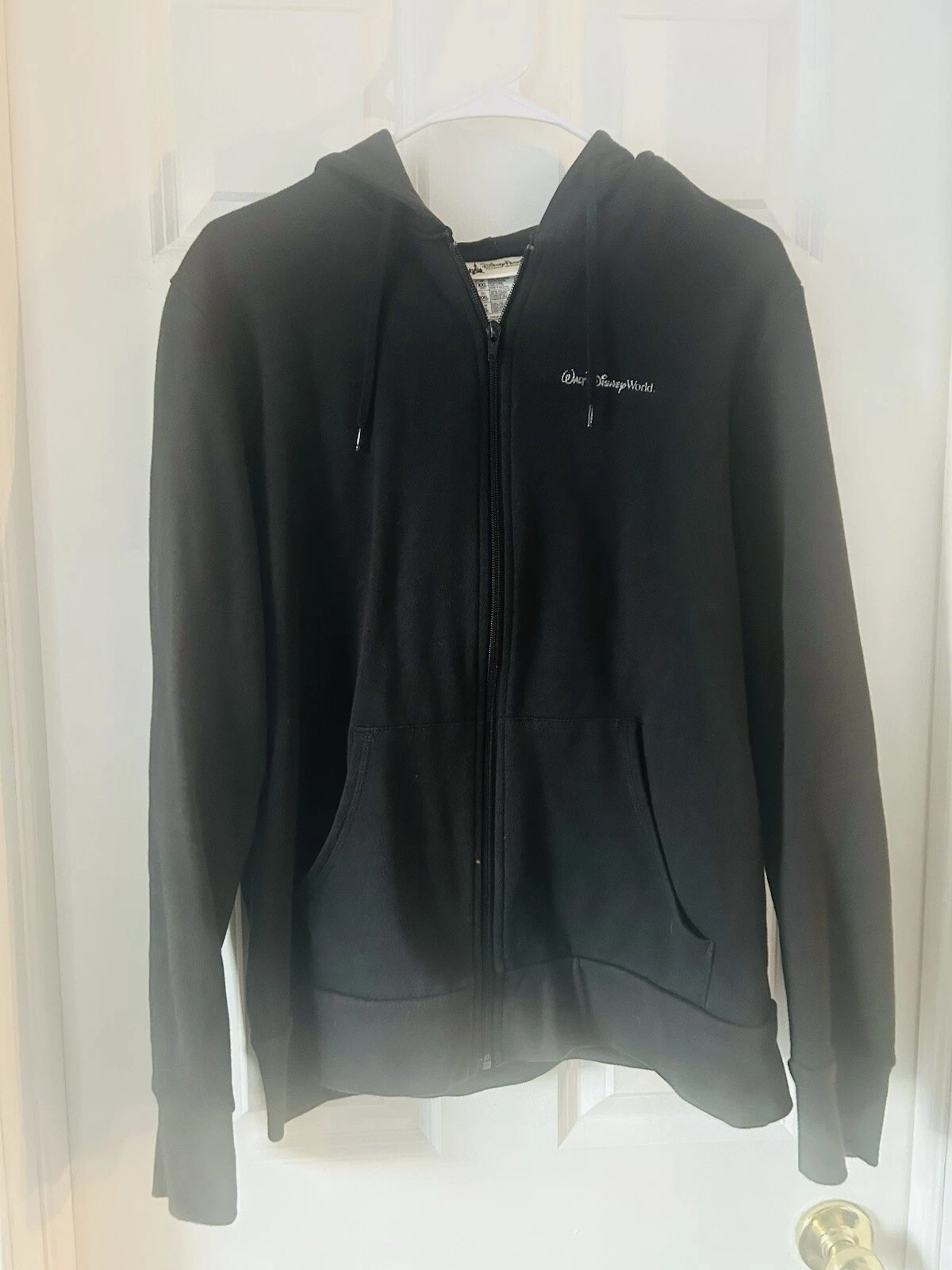 Walt Disney Parks Mickey Mouse Castle Black Silver Glitter Hoodie Sweatshirt XL